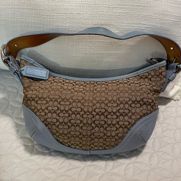 Coach Handbags - VINTAGE  BLUE AND BROWN COACH SATCHEL